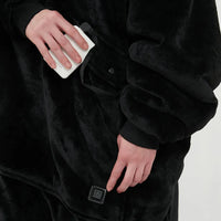 Heated Oversized Hoodie Blanket - Black
