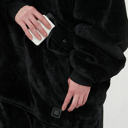 Heated Oversized Hoodie Blanket - Black