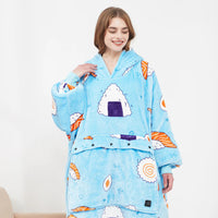 Heated Oversized Hoodie Blanket - Blue Sushi