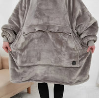 Heated Oversized Hoodie Blanket - Grey