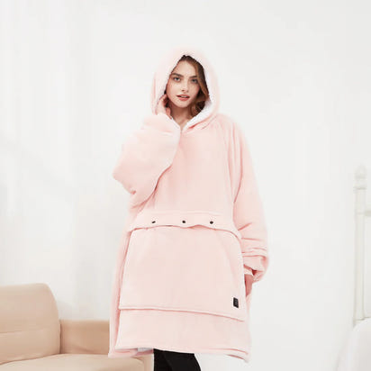 Heated Oversized Hoodie Blanket - Pink