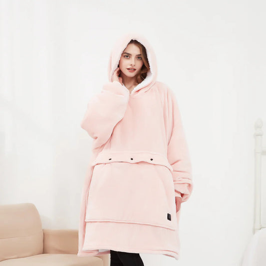Heated Oversized Hoodie Blanket - Pink