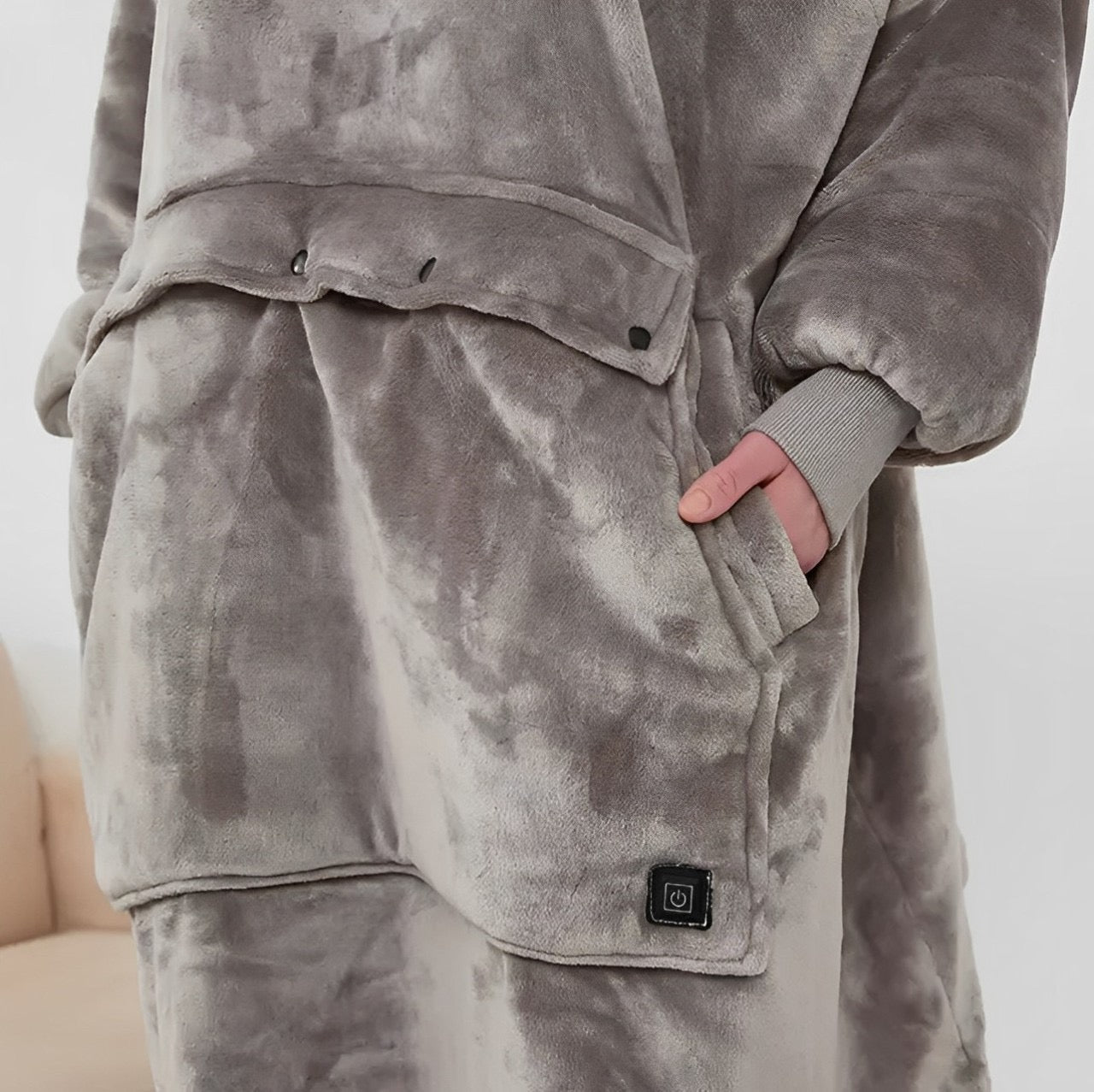 Heated Oversized Hoodie Blanket - Grey